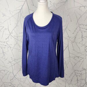 Cloudveil Purple Geometric 100% Merino Wool Round Neck Long Sleeve Baselayer